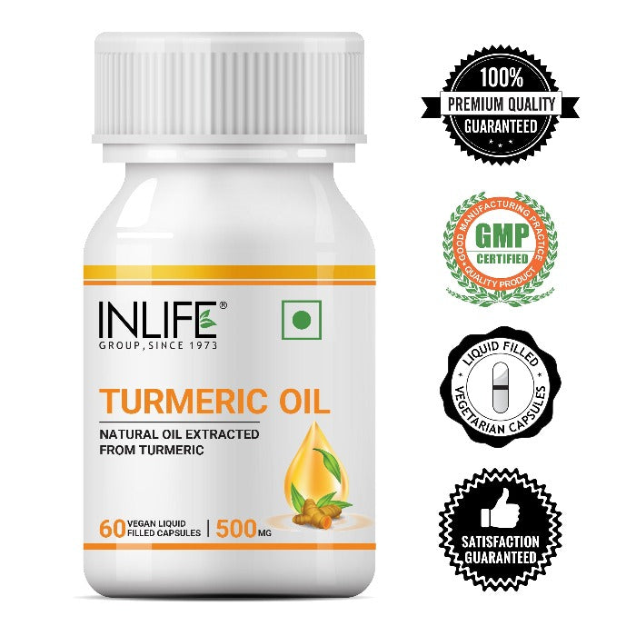 INLIFE Turmeric Oil Supplement, 500mg – 60 Capsules