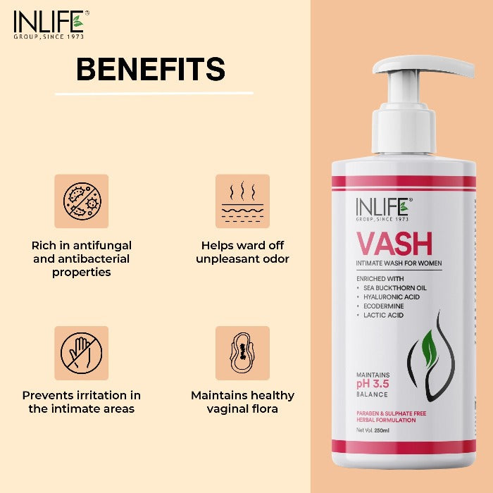 INLIFE Natural Vaginal Wash for Feminine Hygiene, 250 ml