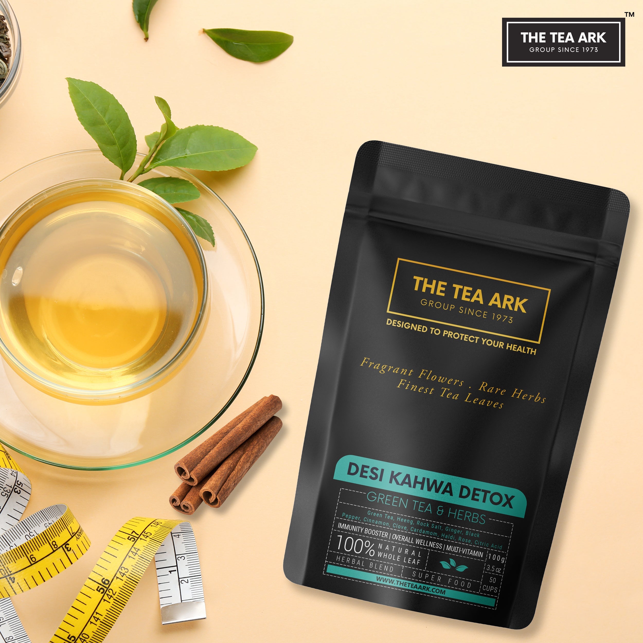 The Tea Ark Detox Desi Kahwa Green Tea (50 Cups), 100g