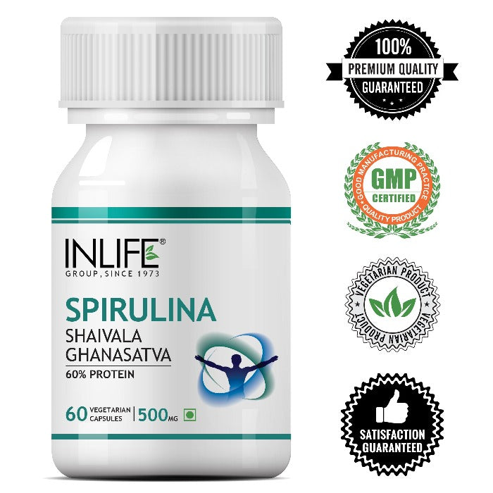 INLIFE Spirulina, 500mg (60 Veg. Capsules), Health Supplement
